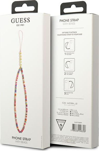 Přívěsek Guess GUSTGMPP Phone Strap multicolor pink Heishi Beads