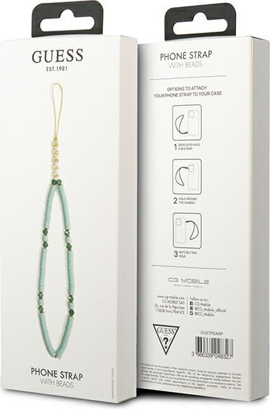 Přívěsek Guess GUSTPEARP Phone Strap blue Heishi Beads