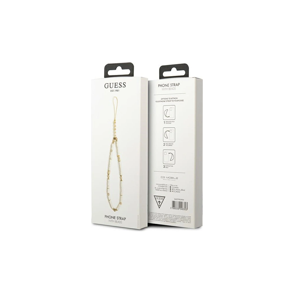 Hurtownia GSM - Závěs Guess GUSTPEARW Phone Strap bílý/white Heishi Beads - GUE1810WHT - {ean13} - Hurt