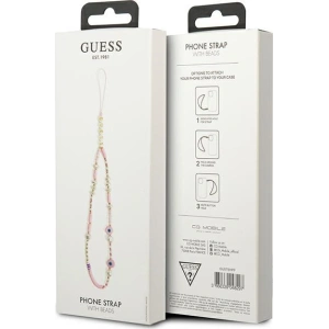 Závěs Guess GUSTSHPP Phone Strap růžový/pink Beads Shell