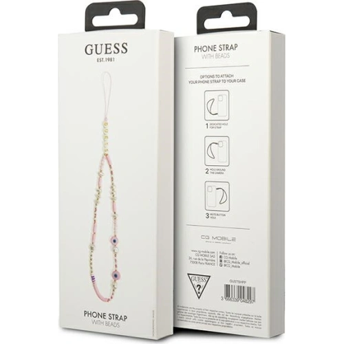 Zawieszka Guess GUSTSHPP Phone Strap rózowy/pink Beads Shell