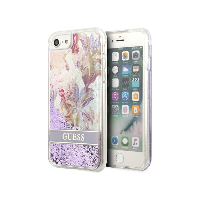 Hurtownia Guess - 3666339050245 - GUE1813PRP - Etui Guess GUHCI8LFLSU Apple iPhone SE 2022/SE 2020/8/7 fioletowy/purple hardcase Flower Liquid Glitter - B2B homescreen
