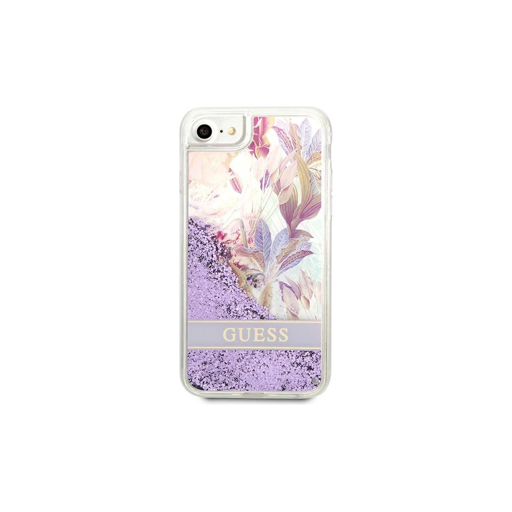 Hurtownia GSM - Etui Guess GUHCI8LFLSU Apple iPhone SE 2022/SE 2020/8/7 fialové/purple hardcase Květinová tekutá třpytka - GUE1813PRP - {ean13} - Hurt