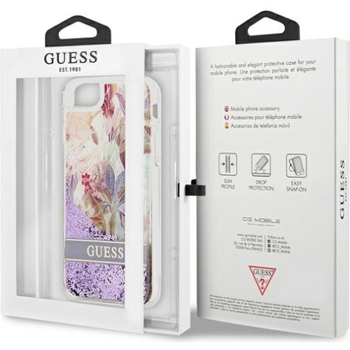 Etui Guess GUHCI8LFLSU Apple iPhone SE 2022/SE 2020/8/7 fioletowy/purple hardcase Flower Liquid Glitter