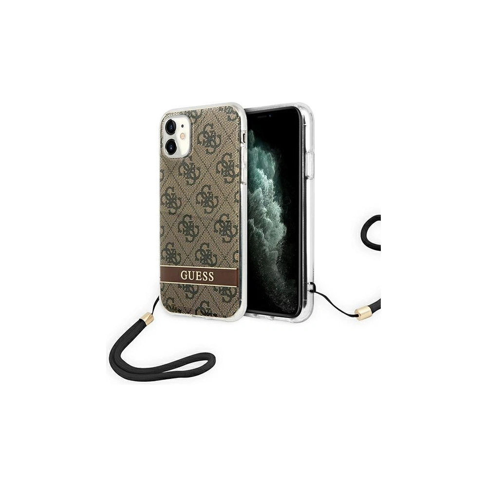Hurtownia GSM - Etui Guess GUOHCN61H4STW Apple iPhone 11 hnědý/brown hardcase 4G Print Strap - GUE1814BR - {ean13} - Hurt