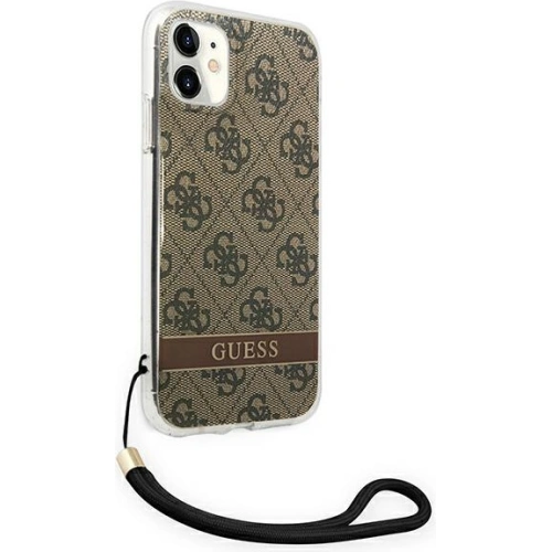 Etui Guess GUOHCN61H4STW Apple iPhone 11 brązowy/brown hardcase 4G Print Strap