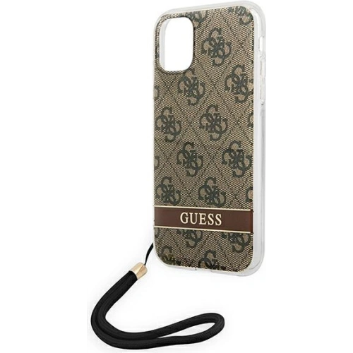Etui Guess GUOHCN61H4STW Apple iPhone 11 brązowy/brown hardcase 4G Print Strap