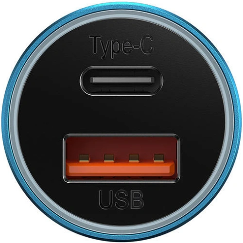 Ładowarka samochodowa Baseus Golden Contactor Max, USB + USB-C, 60W (niebieska)