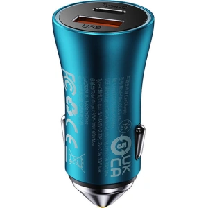 Hurtownia GSM - Ładowarka samochodowa Baseus Golden Contactor Max, USB + USB-C, 60W (niebieska) - BSU3249BLU - {ean13} - Hurt
