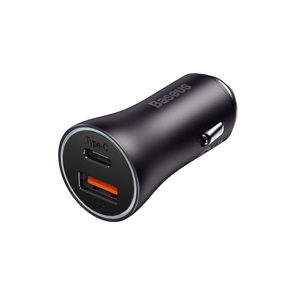 Auto nabíječka Baseus Golden Contactor Max, USB + USB-C, 60W (šedá)