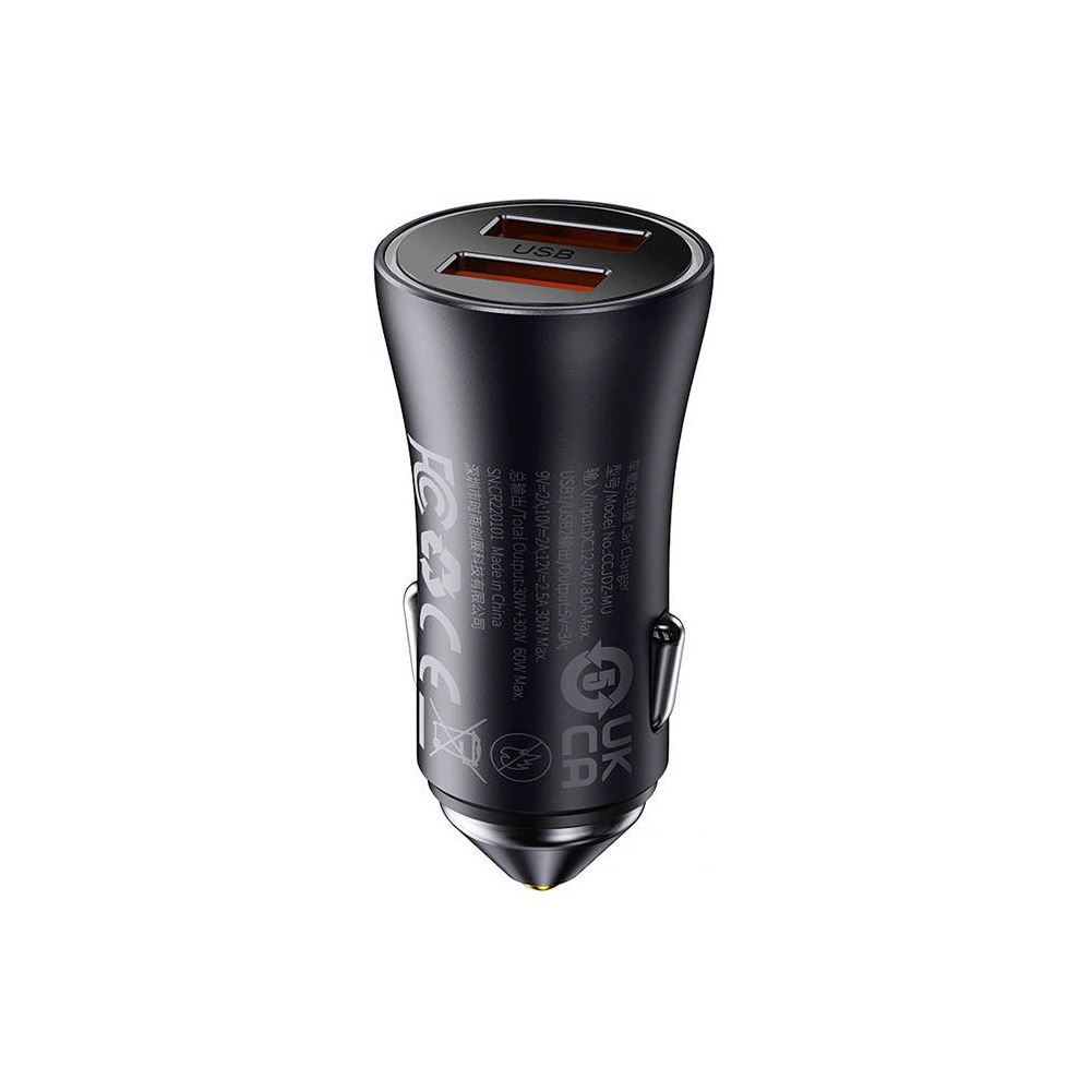 Hurtownia GSM - Automobilová nabíječka Baseus Golden Contactor Max, 2x USB, 60W (šedá) - BSU3252GRY - {ean13} - Hurt