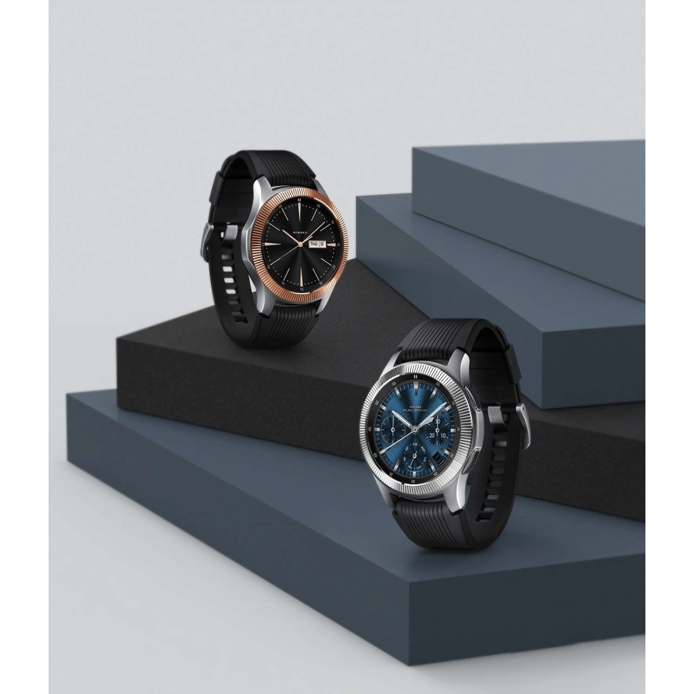 Hurtownia GSM - Náhradní kryt na tachymetr Ringke Samsung Galaxy Gear S3/Watch 46mm z nerezové oceli s pruhovaným stříbrným designem GW-46-12 - RGK895SSLV - {ean13} - Hurt