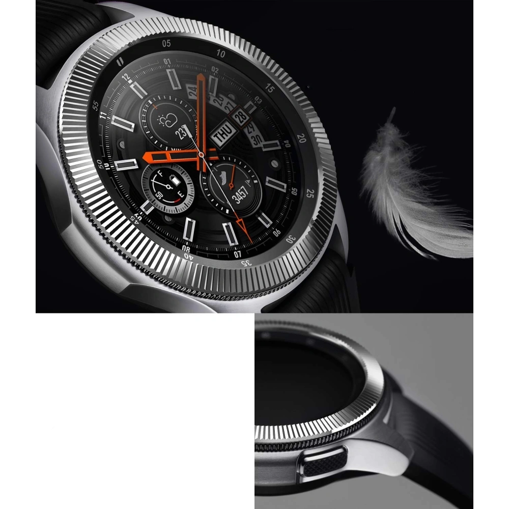 Hurtownia GSM - Náhradní kryt na tachymetr Ringke Samsung Galaxy Gear S3/Watch 46mm z nerezové oceli s pruhovaným stříbrným designem GW-46-12 - RGK895SSLV - {ean13} - Hurt
