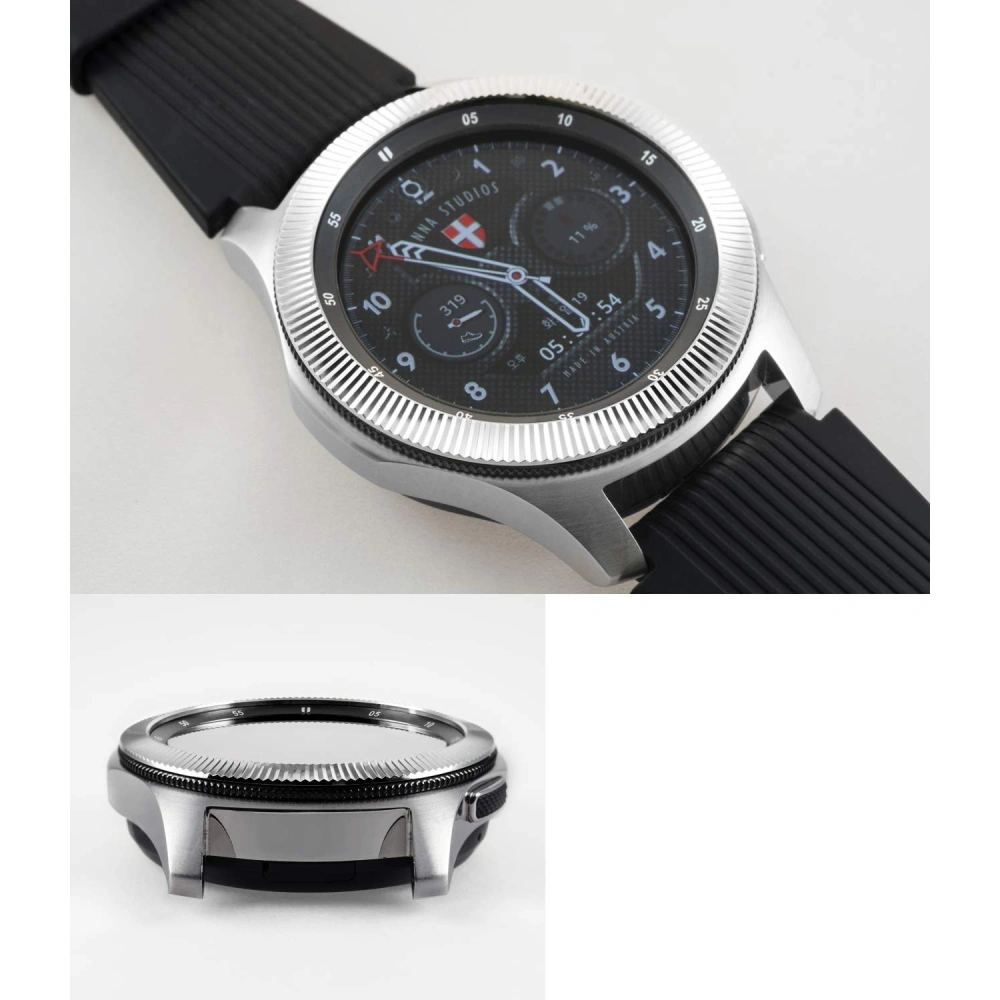 Hurtownia GSM - Náhradní kryt na tachymetr Ringke Samsung Galaxy Gear S3/Watch 46mm z nerezové oceli s pruhovaným stříbrným designem GW-46-12 - RGK895SSLV - {ean13} - Hurt