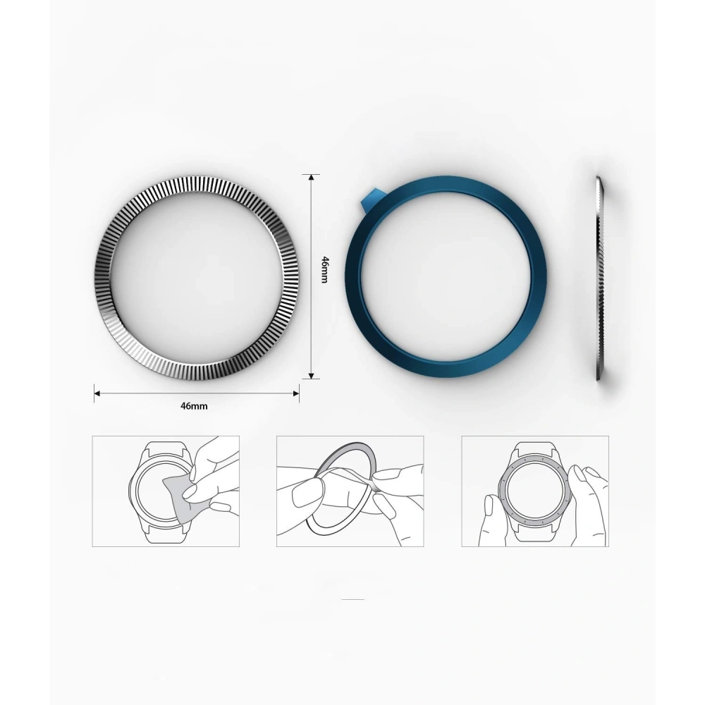Hurtownia GSM - Nakładka na tachymetr Ringke Samsung Galaxy Gear S3/Watch 46mm stal nierdzewna prążkowana srebrna GW-46-12 - RGK895SSLV - {ean13} - Hurt