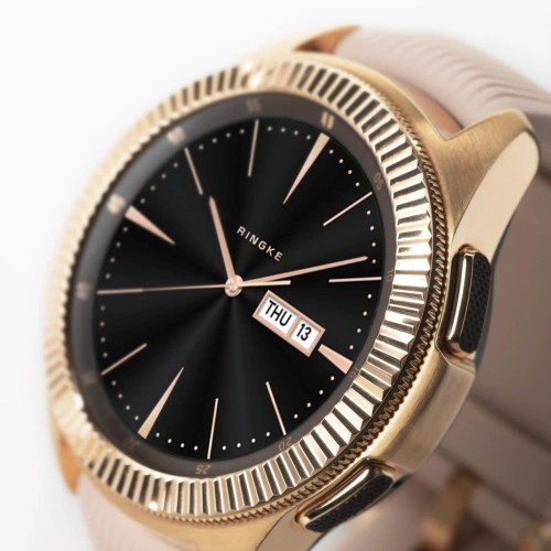 Nakładka na tachymetr Ringke Samsung Galaxy Sport/Watch 42mm stal nierdzewna prążkowana złota GW-42-06