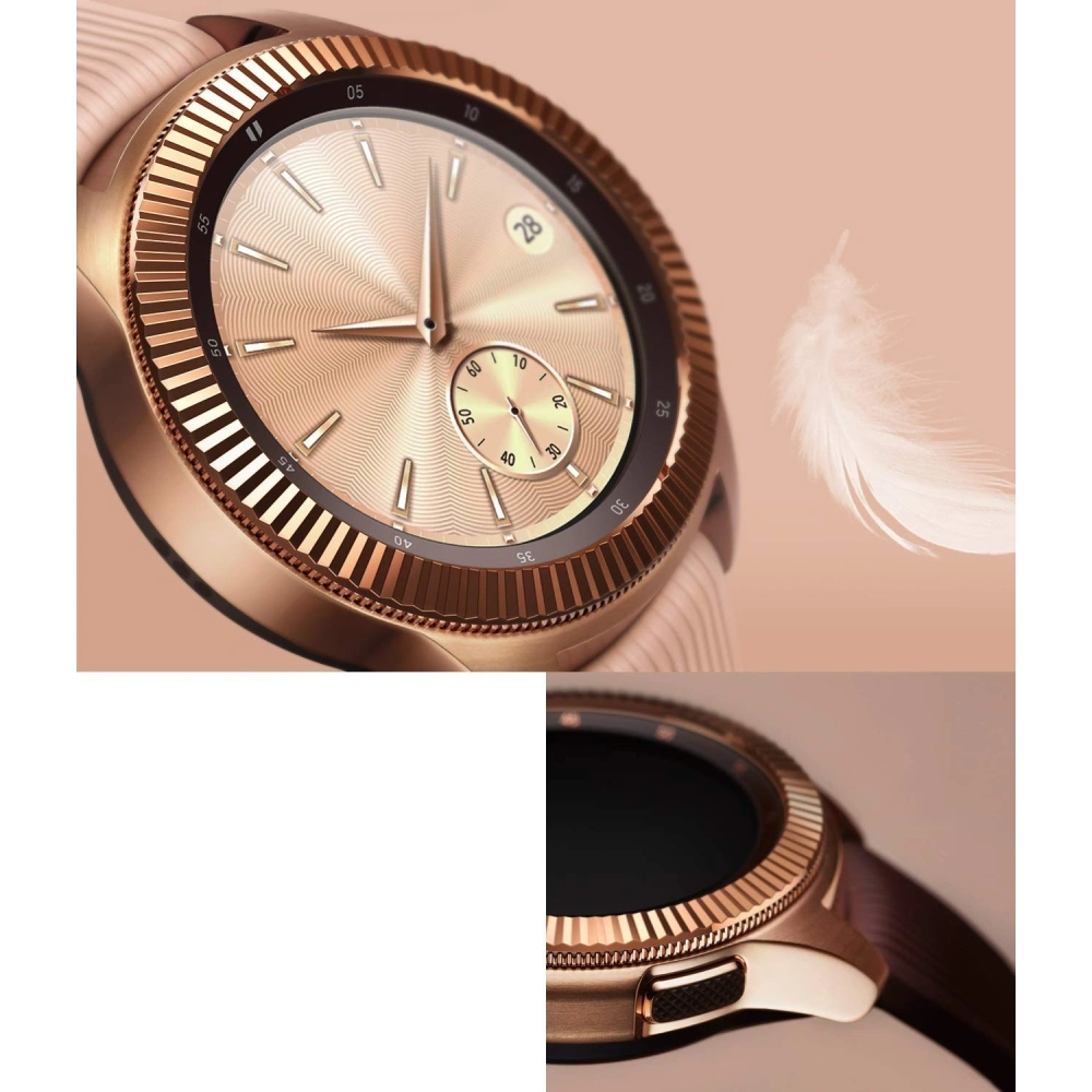 Náhradní kryt na tachymetr Ringke Samsung Galaxy Sport/Watch 42mm nerezová ocel pruhovaná zlatá GW-42-06
