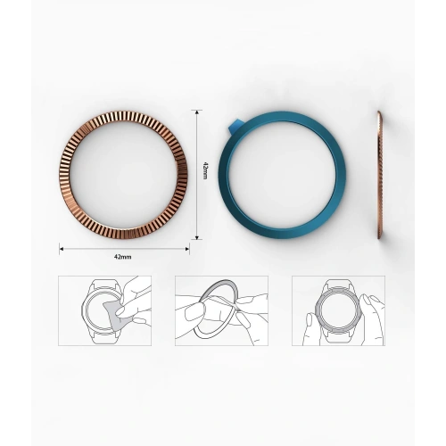 Nakładka na tachymetr Ringke Samsung Galaxy Sport/Watch 42mm stal nierdzewna prążkowana złota GW-42-06