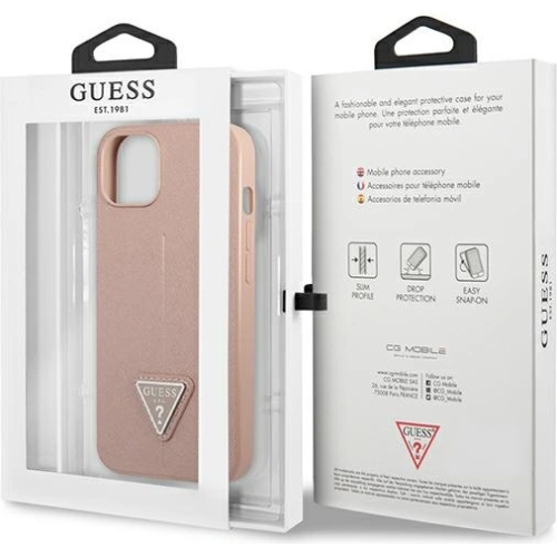 Etui Guess GUHCP13SPSATLP Apple iPhone 13 mini różowy/pink hardcase Saffiano Triangle Logo