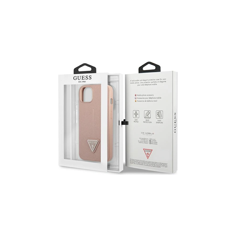 Hurtownia GSM - Etui Guess GUHCP13SPSATLP Apple iPhone 13 mini różowy/pink hardcase Saffiano Triangle Logo - GUE1816PNK - {ean13} - Hurt