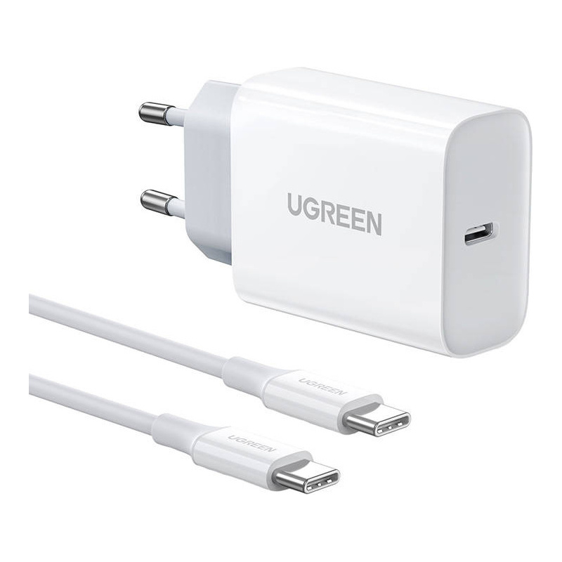 Ugreen Distributor - 6957303894727 - UGR1232WHT - UGREEN Wall Charger USB-C, 30W + USB-C cable (white) - B2B homescreen