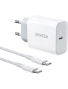 Síťová nabíječka UGREEN USB-C, 30W + USB-C kabel (bílá)