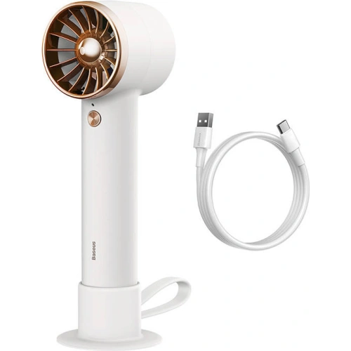 Przenośny wentylator ręczny Baseus Flyer Turbine + kabel USB-C (biały)