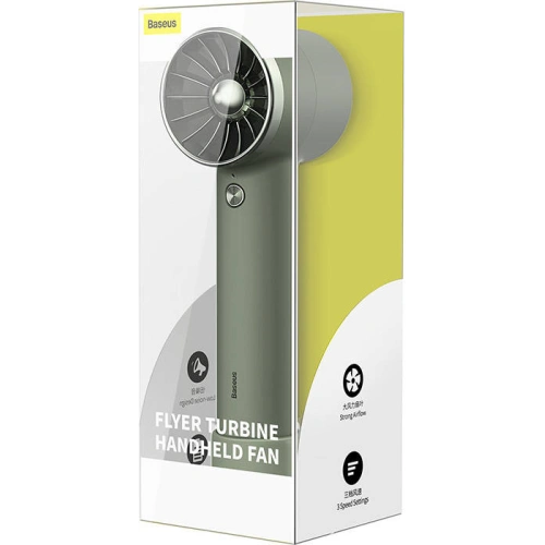Przenośny wentylator ręczny Baseus Flyer Turbine + kabel Lightning (zielony)