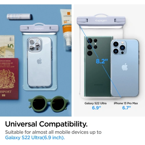 Uniwersalne wodoszczelne etui Spigen A601 Universal Waterproof Case Aqua Blue [2 PACK]