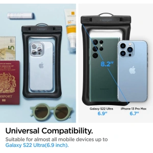Univerzální vodotěsné pouzdro Spigen A610 Univerzální vodotěsné plovoucí pouzdro černé [2 PACK]