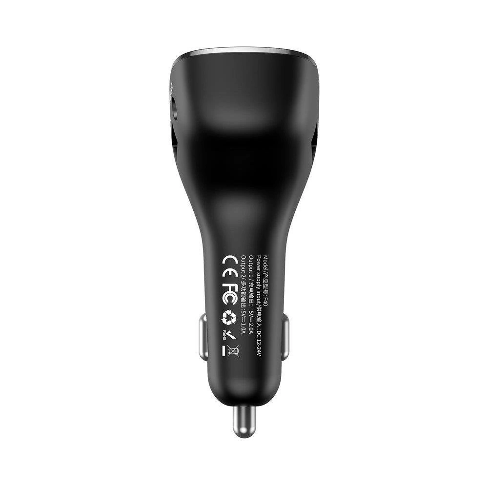 Hurtownia GSM - Transmiter FM Baseus F40 Bluetooth port AUX nabíječka do auta 2x USB 15W 2A černá - BSU3273BLK - {ean13} - Hurt