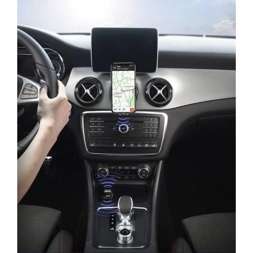 Transmiter FM Baseus F40 Bluetooth port AUX ładowarka samochodowa 2x USB 15W 2A czarny