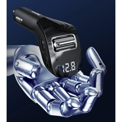 Transmiter FM Baseus F40 Bluetooth port AUX ładowarka samochodowa 2x USB 15W 2A czarny