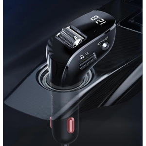 Hurtownia GSM - Transmiter FM Baseus F40 Bluetooth port AUX nabíječka do auta 2x USB 15W 2A černá - BSU3273BLK - {ean13} - Hurt