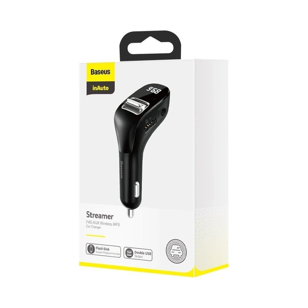 Hurtownia GSM - Transmiter FM Baseus F40 Bluetooth port AUX nabíječka do auta 2x USB 15W 2A černá - BSU3273BLK - {ean13} - Hurt