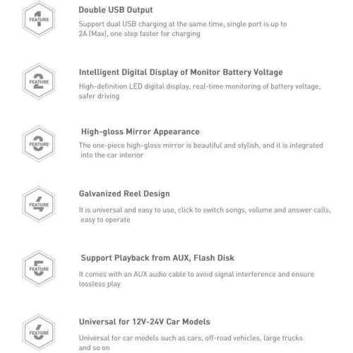 Transmiter FM Baseus F40 Bluetooth port AUX ładowarka samochodowa 2x USB 15W 2A czarny