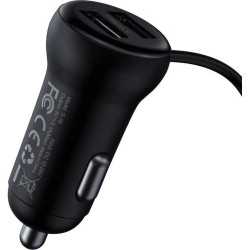 Transmiter FM Baseus S-16 Bluetooth 5.0 2x USB ładowarka samochodowa AUX MP3 TF micro SD 3,1 A czarny