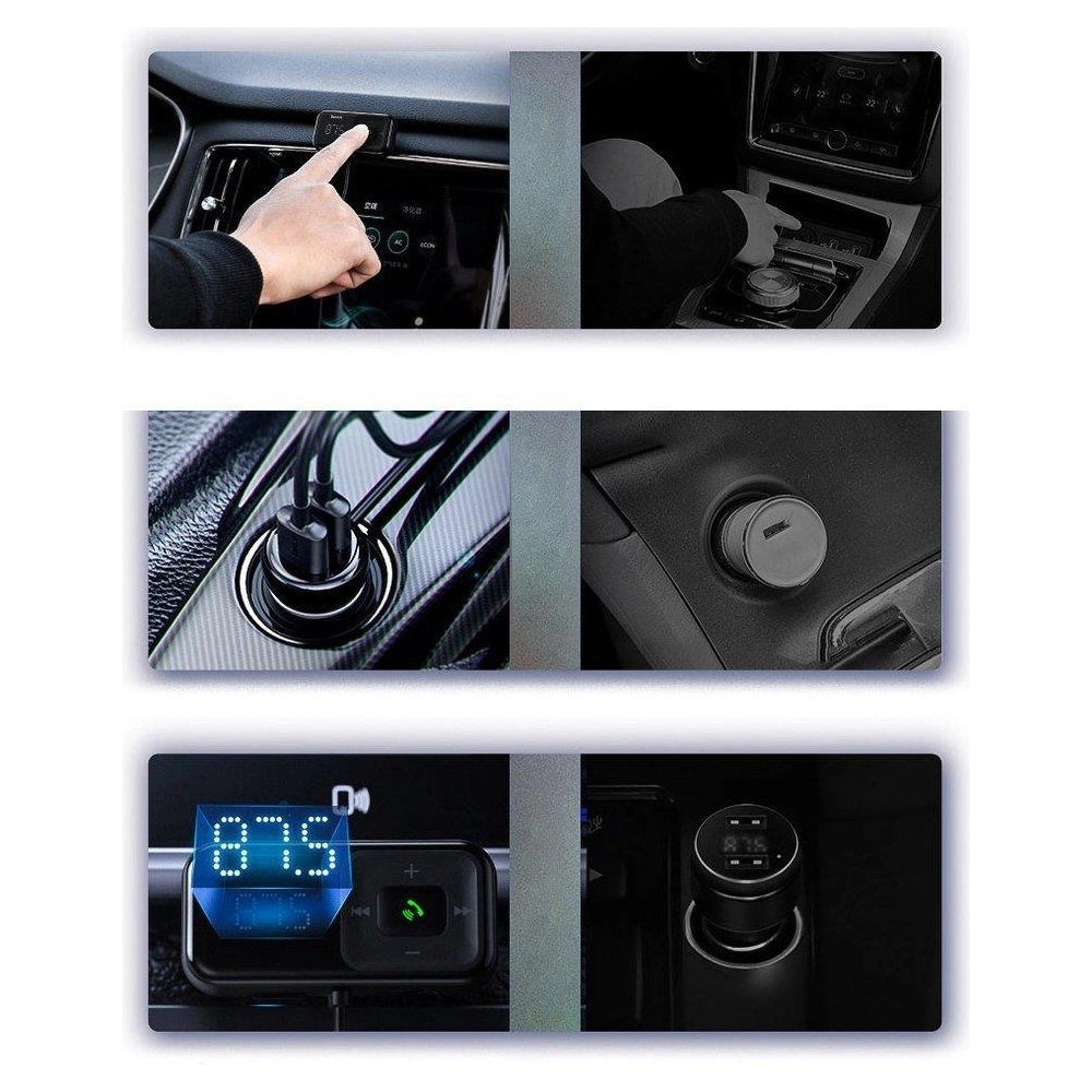 Hurtownia GSM - Transmitter FM Baseus S-16 Bluetooth 5.0 2x USB nabíječka do auta AUX MP3 TF micro SD 3,1 A černá - BSU3274BLK - {ean13} - Hurt