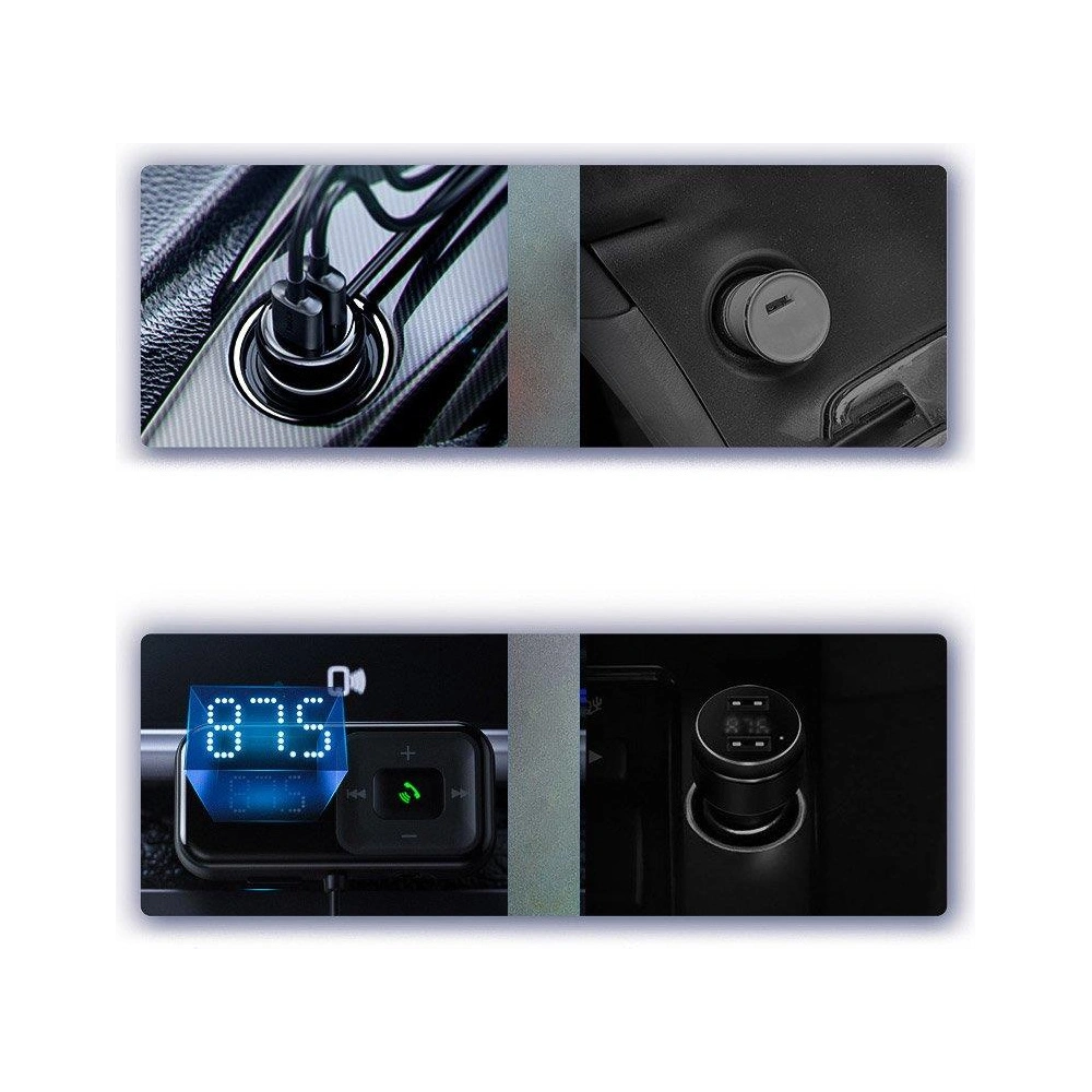 Hurtownia GSM - Transmitter FM Baseus S-16 Bluetooth 5.0 2x USB nabíječka do auta AUX MP3 TF micro SD 3,1 A černá - BSU3274BLK - {ean13} - Hurt