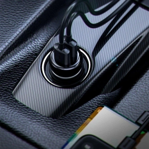 Baseus S-16 Bluetooth 5.0 FM transmitter 2x USB car charger AUX MP3 TF micro SD 3.1 A black (CCTM-F01)