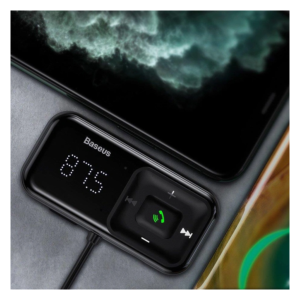 Hurtownia GSM - Transmitter FM Baseus S-16 Bluetooth 5.0 2x USB nabíječka do auta AUX MP3 TF micro SD 3,1 A černá - BSU3274BLK - {ean13} - Hurt