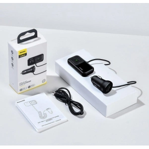 Hurtownia GSM - Transmitter FM Baseus S-16 Bluetooth 5.0 2x USB nabíječka do auta AUX MP3 TF micro SD 3,1 A černá - BSU3274BLK - {ean13} - Hurt