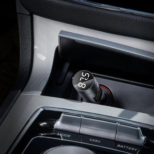 Transmiter FM Baseus Bluetooth 5.0 ładowarka samochodowa 2x USB 3 A 18 W PPS Quick Charge 3.0 AFC FCP grafitowy