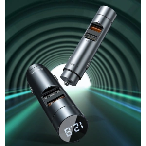 Baseus FM Transmiter Bluetooth 5.0 car charger 2x USB 3 A 18 W PPS Quick Charge 3.0 AFC FCP graphite
