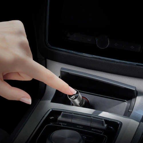 Transmiter FM Baseus Bluetooth 5.0 ładowarka samochodowa 2x USB 3 A 18 W PPS Quick Charge 3.0 AFC FCP grafitowy