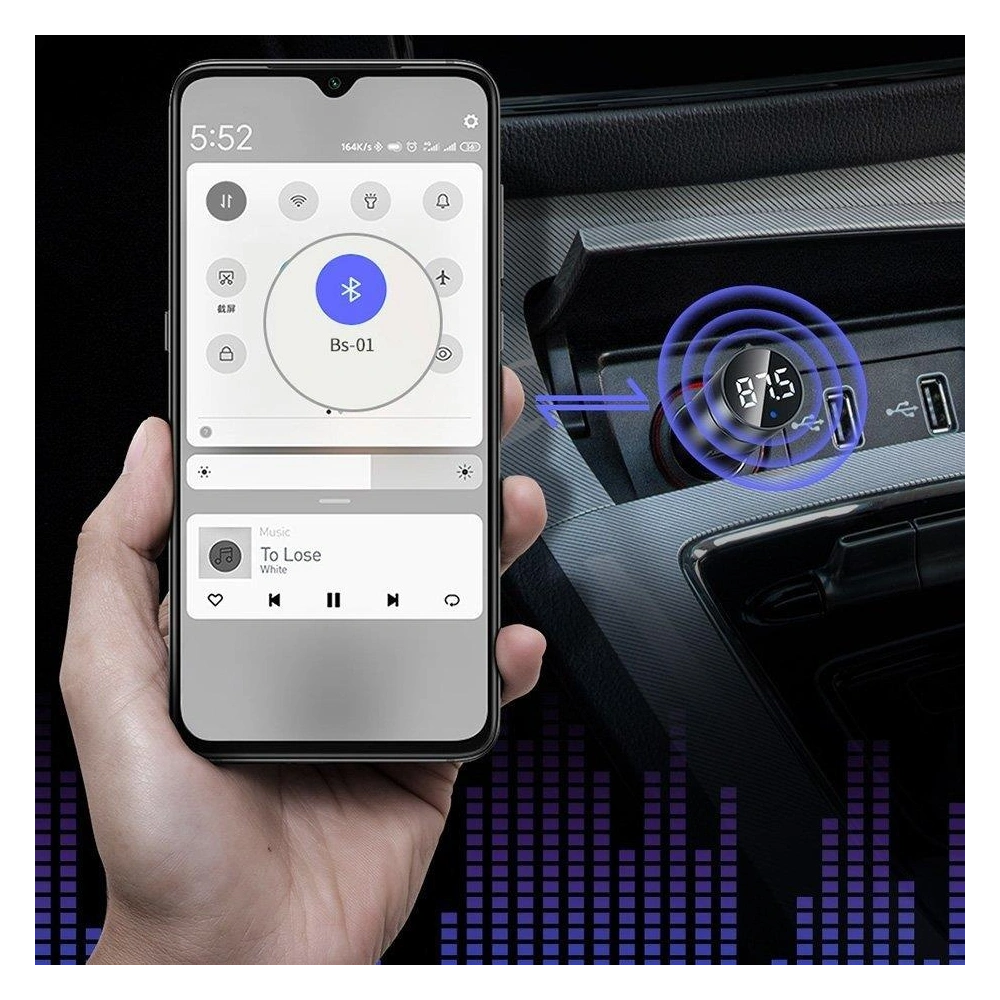Hurtownia GSM - Transmiter FM Baseus Bluetooth 5.0 nabíječka do auta 2x USB 3 A 18 W PPS Quick Charge 3.0 AFC FCP grafitový - BSU3275GPH - {ean13} - Hurt
