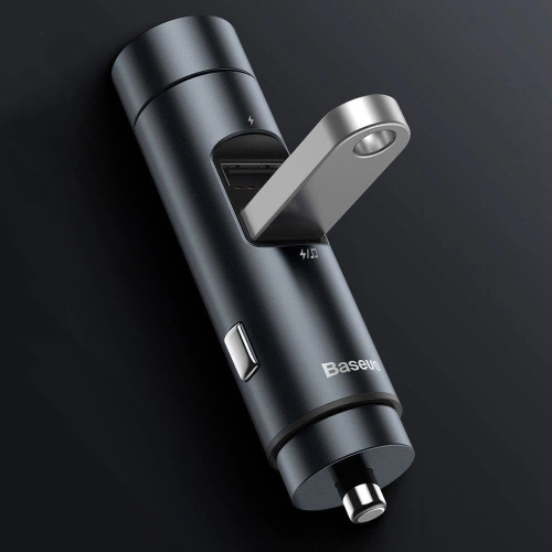Transmiter FM Baseus Bluetooth 5.0 ładowarka samochodowa 2x USB 3 A 18 W PPS Quick Charge 3.0 AFC FCP grafitowy
