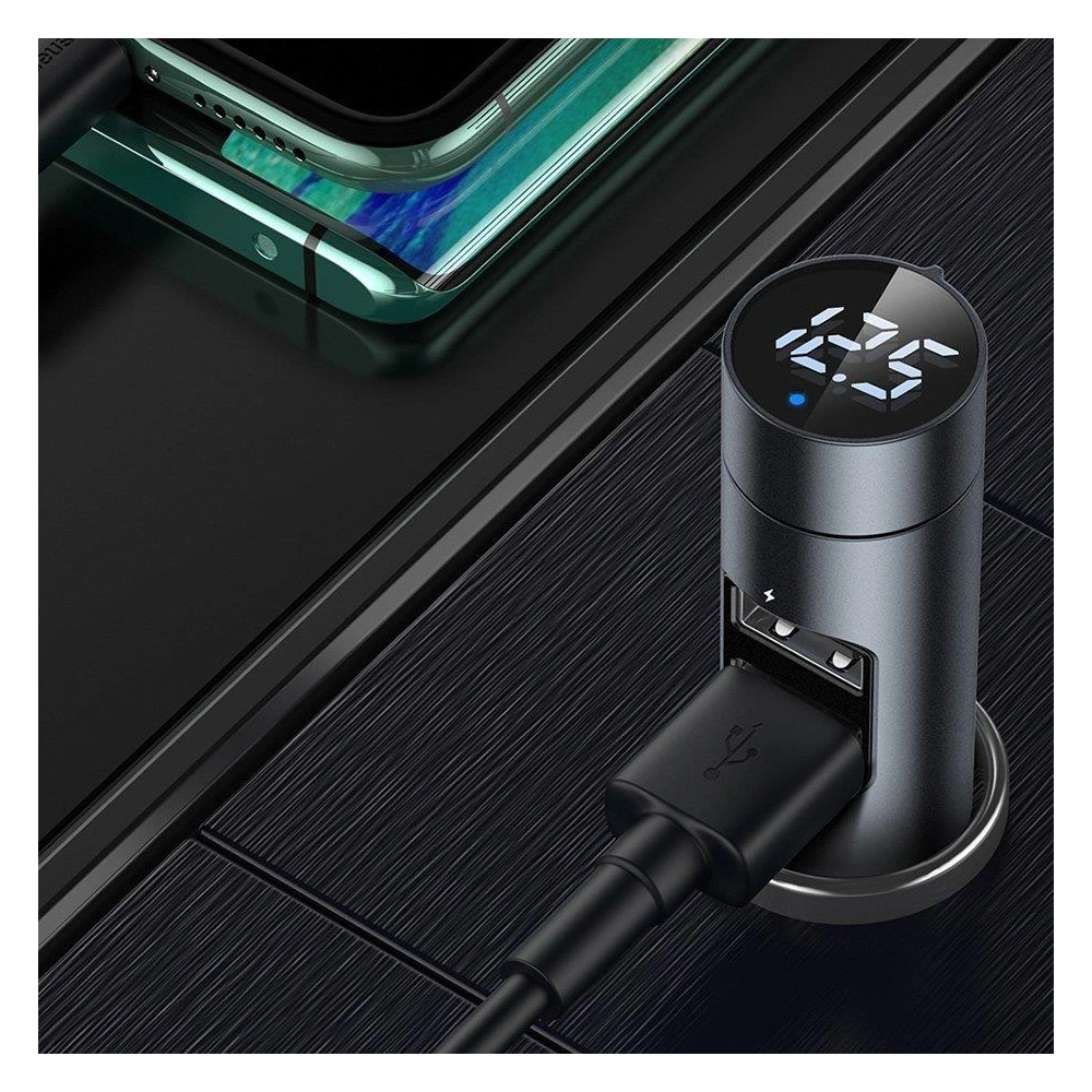 Hurtownia GSM - Transmiter FM Baseus Bluetooth 5.0 nabíječka do auta 2x USB 3 A 18 W PPS Quick Charge 3.0 AFC FCP grafitový - BSU3275GPH - {ean13} - Hurt