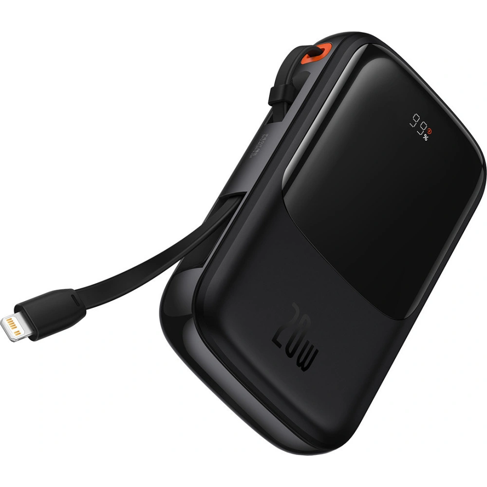 Wholesale Baseus Qpow powerbank 10000mAh built-in Lightning 20W Quick Charge cable SCP AFC FCP black - BSU3284BLK - {ean13} - Hurt
