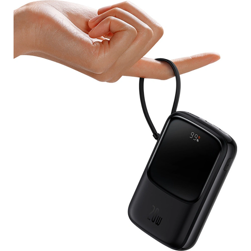 Wholesale Baseus Qpow powerbank 10000mAh built-in Lightning 20W Quick Charge cable SCP AFC FCP black - BSU3284BLK - {ean13} - Hurt